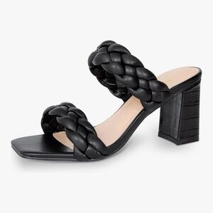 Elegant Black Braided Heels